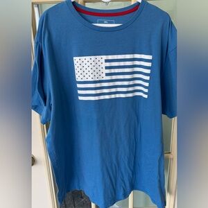 Blue T-Shirt with White Flag Design